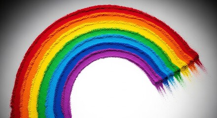 Obraz premium A vibrant rainbow arc with colorful brush strokes on a white background