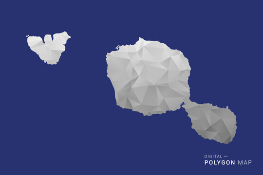French Polynesia Map - Polygon White and Black map Style Vector Illustration, Low Poly Geometric Design, Isolated on blue Background.