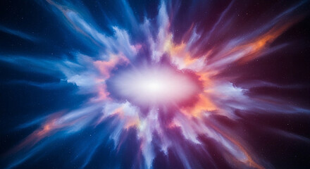 Obraz premium A vibrant explosion of colorful lights in space with shades of blue, purple, and orange