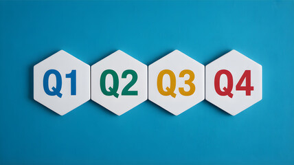 Fototapeta premium Quarterly Business Review Visualizing Q1, Q2, Q3, and Q4 Progress
