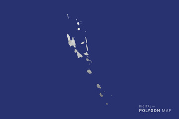 Vanuatu Map - Polygon White and Black map Style Vector Illustration, Low Poly Geometric Design, Isolated on blue Background.