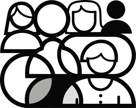 A group of people icons gathered together wqe 508