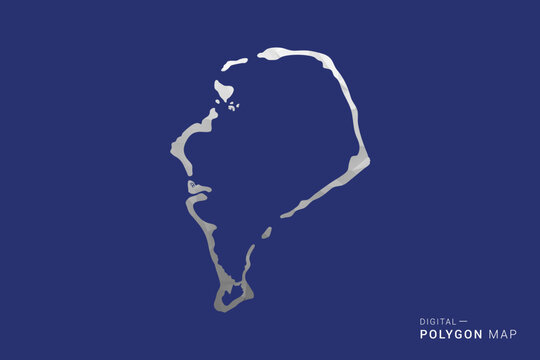 Tuvalu Map - Polygon White and Black map Style Vector Illustration, Low Poly Geometric Design, Isolated on blue Background.