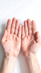 A person shows the palms of their hands