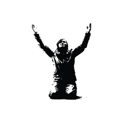 Black and white illustration of a drum set in hand drawn style vector