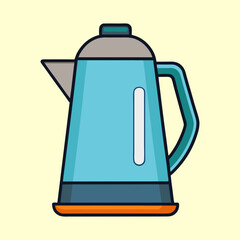 Obraz premium Stylized Blue Electric Kettle with Water Level Indicator for Hot Beverages