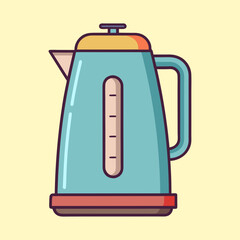 Obraz premium Modern electric kettle in teal and yellow with a retro aesthetic