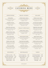 Fototapeta premium Beige Vintage Catering Menu