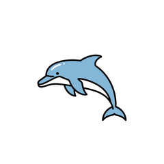 Fototapeta premium Cute Illustration of a Playful Dolphin Leaping Out of Water