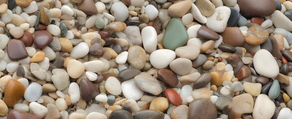 Smooth colorful pebbles on a beach