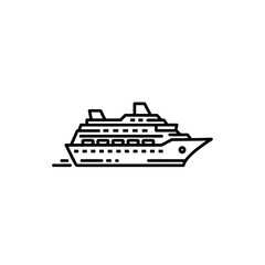Fototapeta premium Elegant Cruise Ship Sailing on Ocean with Clear Blue Sky