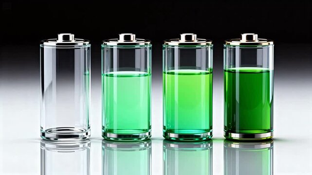 Four batteries with varying charge levels