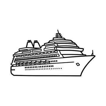 Luxury Cruise Ship Sailing at Sea with Multiple Decks and Modern Design