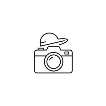 Minimalist Camera and Hat Icon for Photography or Creative Design