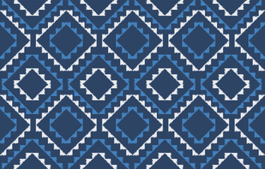 Fototapeta premium ethnic ikat seamless pattern. hand drawn craftsmanship embroidery bohemian, abstract square geographic art fabric ikat textile material design for curtain, carpet, wallpaper, clothing, Batik.