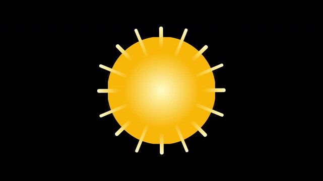 Minimalist Animated Sun Sunrise Icon with Transparent Alpha Channel and Rays for Summer Morning Overlay