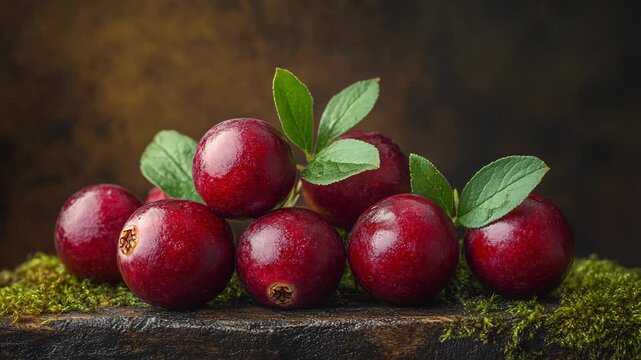 selective focus forest lingonberry berries macro with organic look