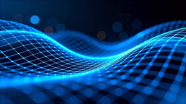 Blue digital wave grid pattern