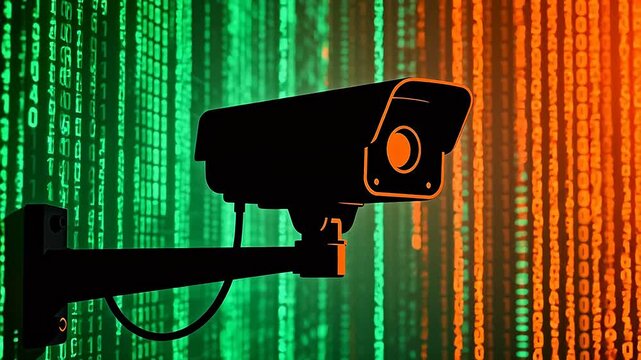 Surveillance camera with binary code background