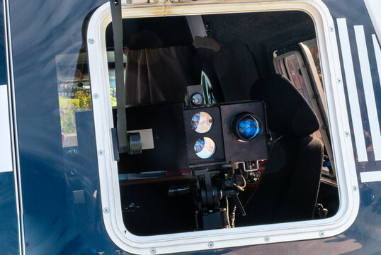 Speed camera detector van with camera looking out rear window.