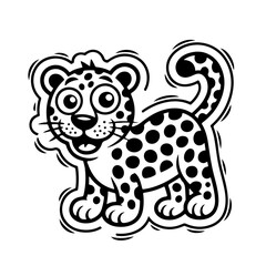 Fototapeta premium Cute leopard isolated on blue background. Funny kawaii alpaca character. Cartoon flat style. Vector illustration