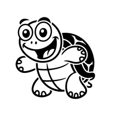 Cute turtle isolated on blue background. Funny kawaii alpaca character. Cartoon flat style. Vector illustration