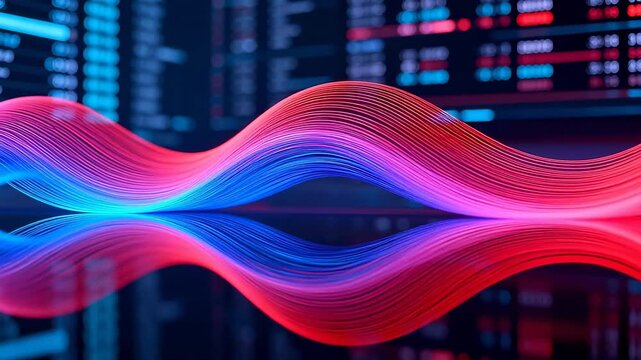 Colorful wave patterns on reflective surface