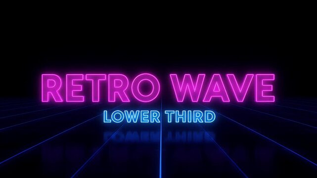 Pink neon "RETRO WAVE" text glows above a dark, grid-like floor