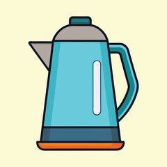 Fototapeta premium Stylized Blue Electric Kettle with Water Level Indicator for Hot Beverages