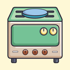 Fototapeta premium Retro style cartoon drawing of a vintage kitchen appliance machine