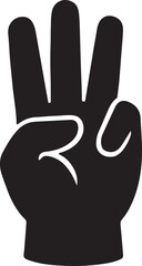 Fototapeta premium Minimalist Hand Showing Three Fingers Silhouette Icon – Symbol of Counting, Signal, and Attention