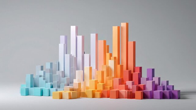 Data analytics bar chart showing various data points and trends in a simple layout with different colors
