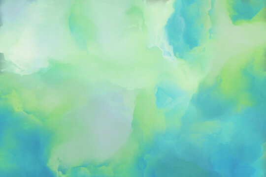 Watercolor-style green grainy abstract background. Digital render.