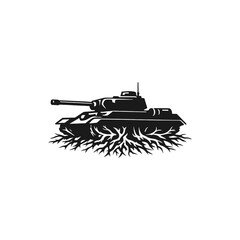 Fototapeta premium Vector silhouette illustration of a military tank with cannon isolated on white background