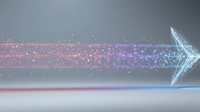 Data transfer arrows moving forward with energy and movement in abstract design on a gray background
