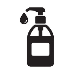 Obraz premium A simple black silhouette of a pump bottle with a droplet emerging