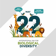 Obraz premium International Day for Biological Diversity May 22 with animals.