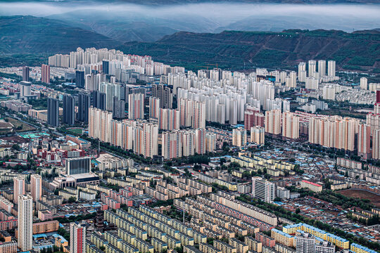 Morning view of Xining City, Qinghai Province, China