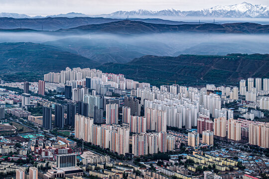 Morning view of Xining City, Qinghai Province, China