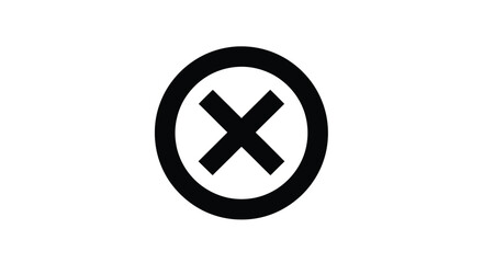 Fototapeta premium Simple black circle with a black x inside representing prohibition