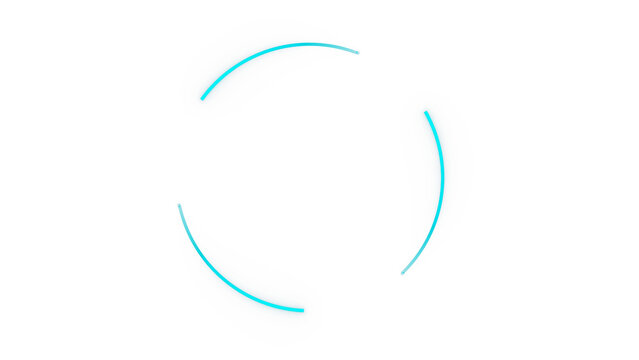 3D cyan blue circular loading ring, progress indicator, isolated on white background