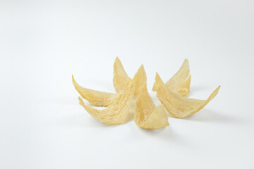 Fototapeta premium Fan arrangement of fresh edible bird's nest pieces on white background