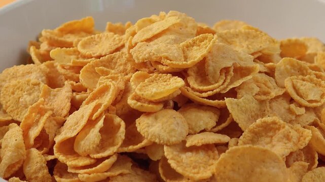 Cornflakes in a white cup.