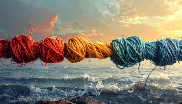 Abstract conceptual image of problem solving and untangling mess