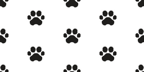 dog paw seamless pattern pixel art game cat footprint pet vector puppy kitten cartoon doodle gift wrapping paper repeat wallpaper tile background scarf isolated illustration design © CNuisin
