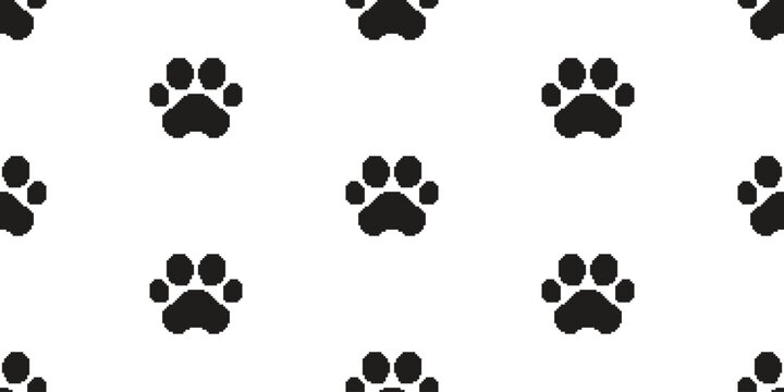 dog paw seamless pattern pixel art game cat footprint pet vector puppy kitten cartoon doodle gift wrapping paper repeat wallpaper tile background scarf isolated illustration design