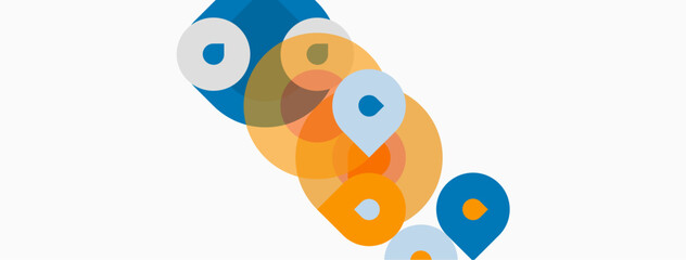 Obraz premium Overlapping circles, varying shades orange, blue. Minimalist design, clean aesthetic, simple shapes, modern graphic element.