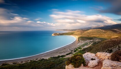 Obraz premium Capturing Long Exposure Shots Of Akamas Peninsula In Cyprus From Pegeia Above White River Beach