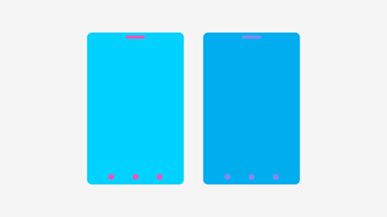 Vector illustration of mobile phone templates side by side in different shades of blue