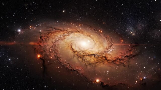 Stunning spiral galaxy with bright core in vast cosmic space